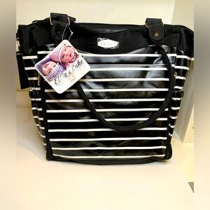 NWT Ellie & Luke Black with White Stripes Diaper Bag Baby Newborn Infant